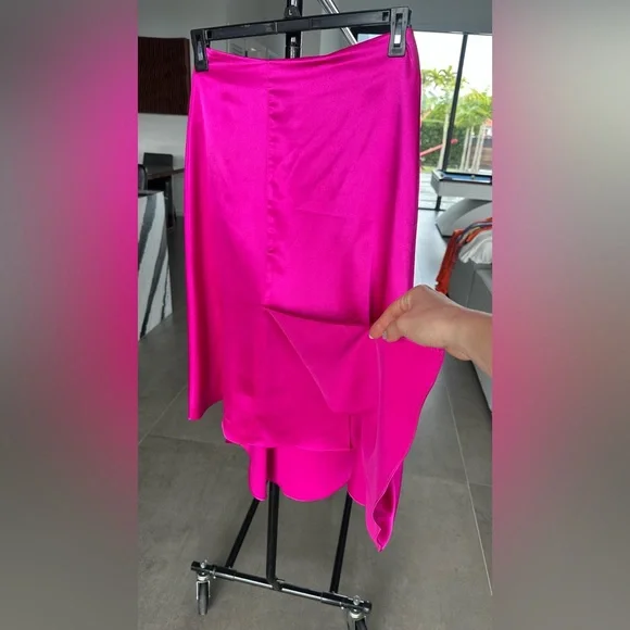 Topshop Fuchsia Satin Skirt - Picture 8 of 9